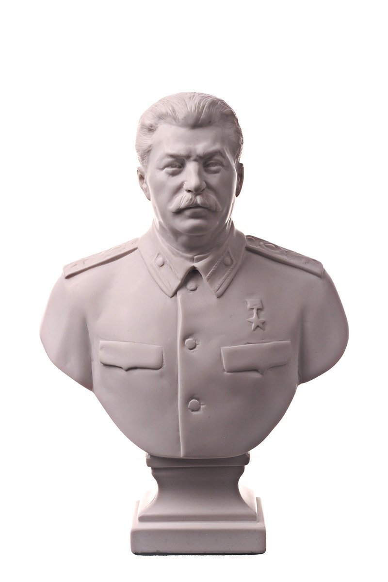 danila-souvenirs Soviet Russian USSR Leader Joseph Stalin Marble Bust Statue Sculpture 6.3'' White