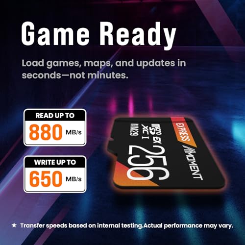 Image of MMOMENT MM29 256GB Micro SD Express Card for Nintendo Switch 2, Micro SD Card, EX450, PCIe gen3x1, Up to 880MB /s Read and 650MB /s Write, Gaming Memory Card