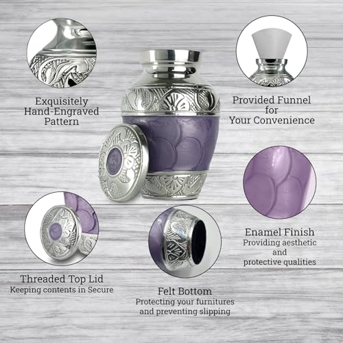 Image of Small Urns for Human Ashes Keepsake - Mini Urns for Ashes - Handcrafted Keepsake Urns - Purple Small Urn for Ash - Set of 4 Memorial Ash Holders