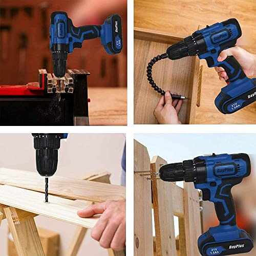 Akku-Schlagbohrschrauber 45Nm, 21V 2x1,5Ah Li-Ion Akkus, Elektro-Schraubendreher, Bohrschrauber, Schnellladegerät, Höchstgeschwindigkeit 2900 U/min, 2 Geschwindigkeiten, LED Licht – Bild 7