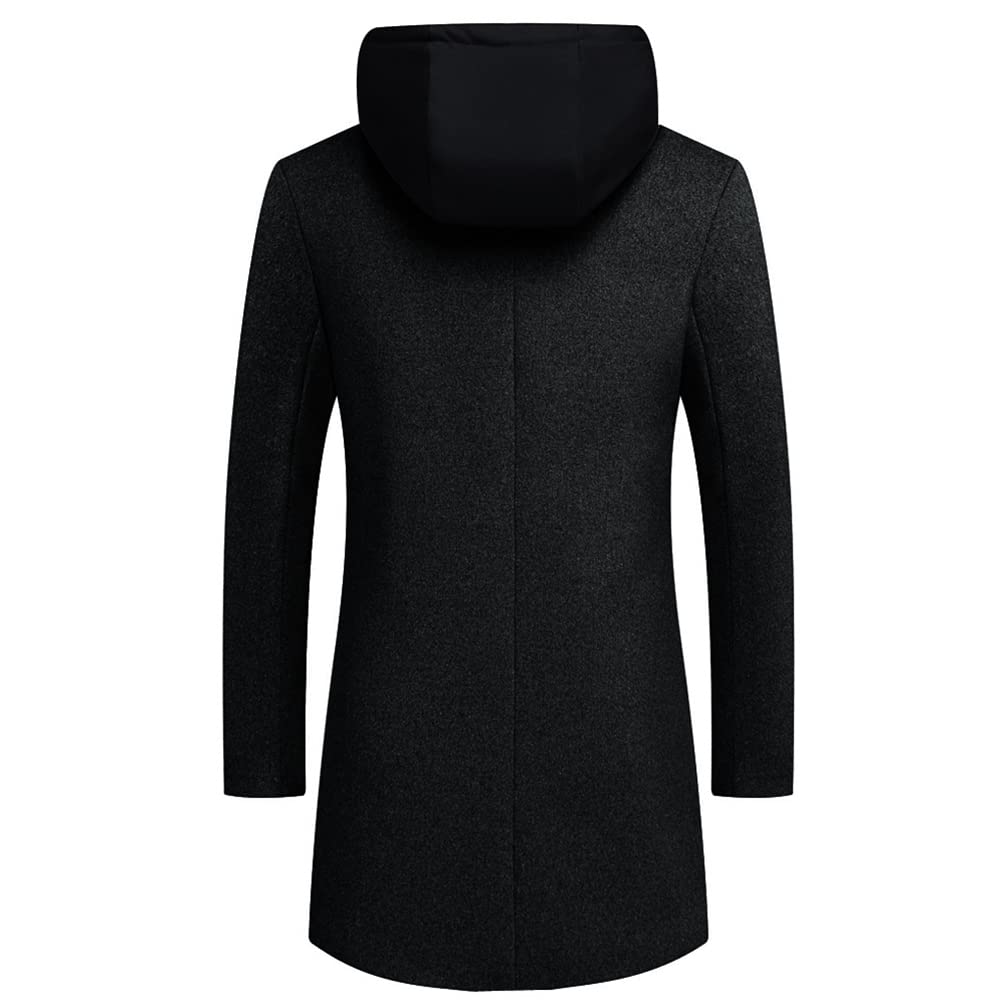 Luckyone Wintermantel Herren Mantel Slim Fit Lang Wollmantel Business Mantel mit Stehkragen Herren Winter