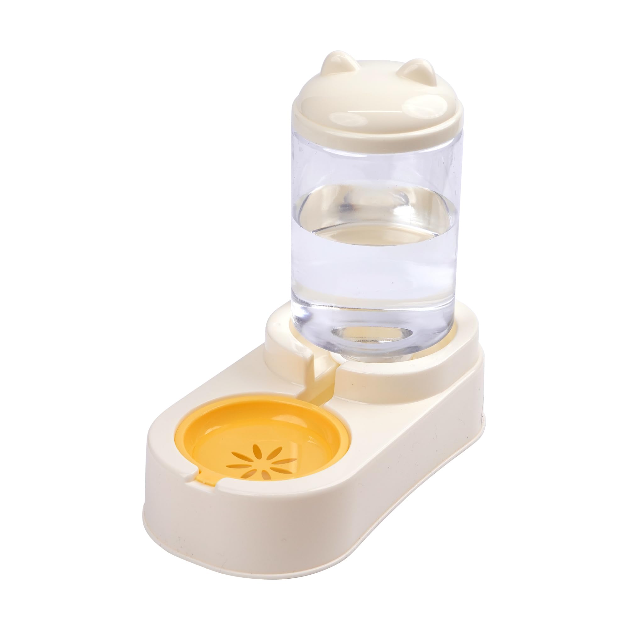 Bebedero Automático por Gravedad para Perros y Gatos Dispensador de Agua Sin BPA Sin Electricidad Antideslizante Fuente de Agua para Mascotas (SOY3474-AMARILLO)