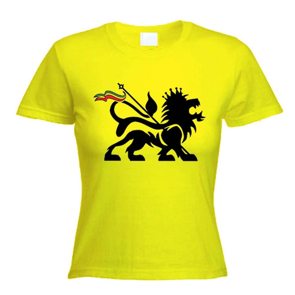 Tribal T-Shirts Women's Yellow Lion Of Judah Reggae T-Shirt (Medium (Dress Size 12), )