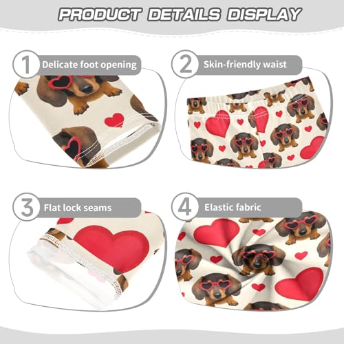 Cute Dachshund Love Pattern Girls Leggings Soft Comfortable Athletic Leggings Dancing Pants for 4-10 Years3