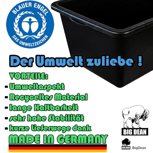 BigDean Mörtelkasten 90 Liter Eckig Miniteich Baueimer - 79 x 49 x 30 cm - Speiswanne Zementwanne Mörtelwanne - Made in Germany - Blauer Engel