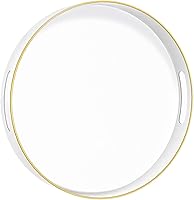 Vista 35 de MAONAME - Bandeja decorativa negra para mesa de café, moderna bandeja de servir redonda con asas, bandejas de té de plástico para estilo otomano