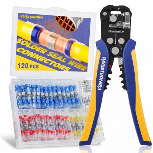 Image of haisstronica 120PCS Solder Seal Connectors Kit with AWG 24-10 Wire Stripper