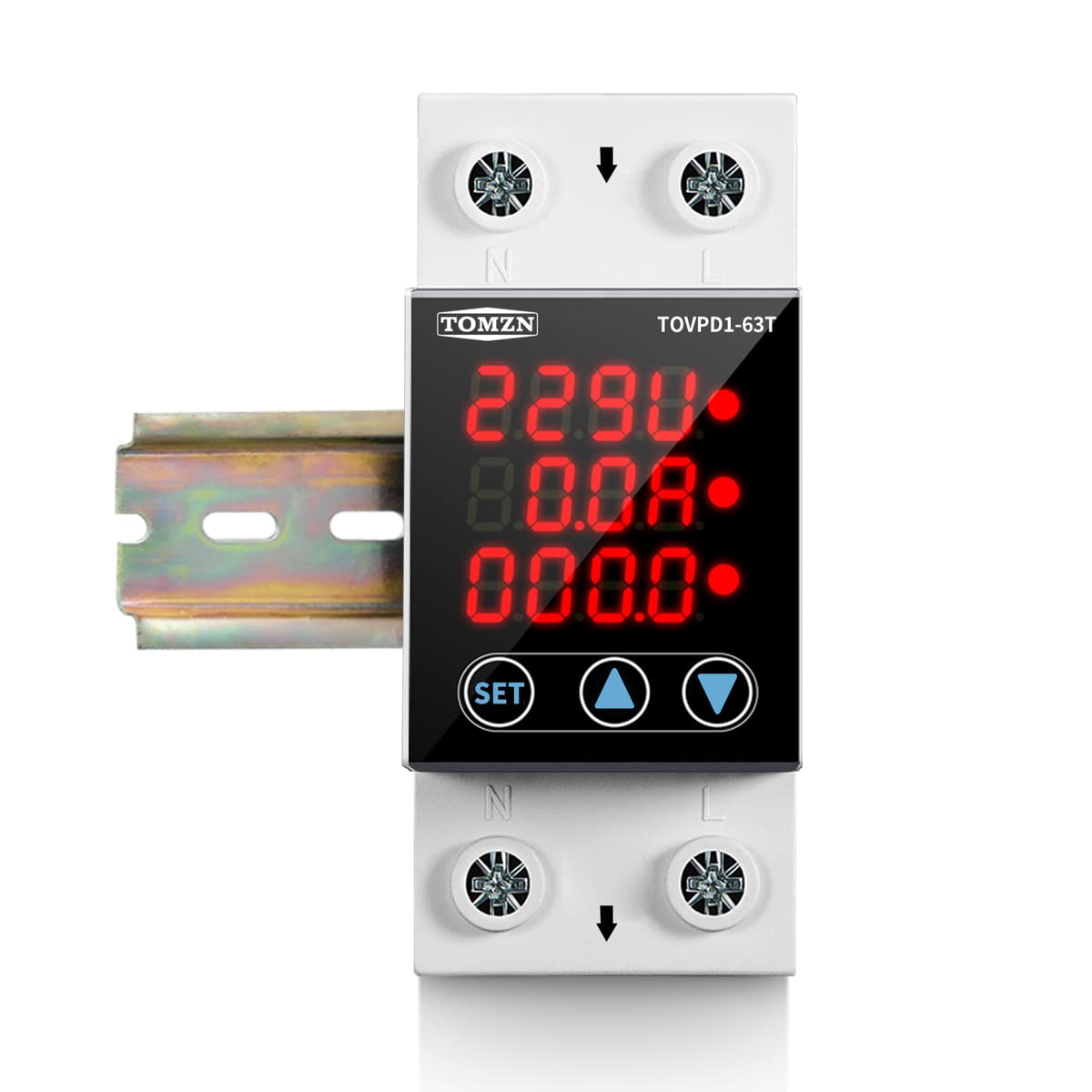 Interruptor Diferencial Salvavidas， Pantalla De 6 3a 3in1 Touch DIN RAIL AJUSTABLE VOLTAJE DE PROTECTOR RELAJE KWH ENERGY METER
