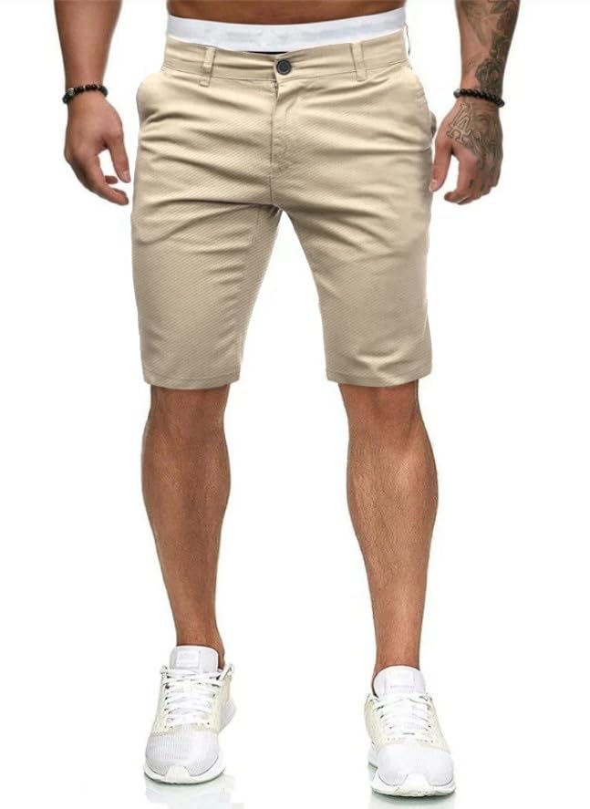 Image of HUNGSON Mens Slim Fit Shorts Stretch Chino Short Pants