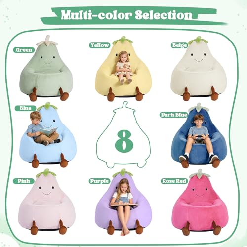 Image of 31 Inches Memory Foam Bean Bag Chair - Ultra Soft Faux Rabbit Fur Sofa with Handle & Machine Washable Cover, Comfy Lazy Chair for Kids Teens, Perfect for Reading Gaming in Living Room Bedroom,Green