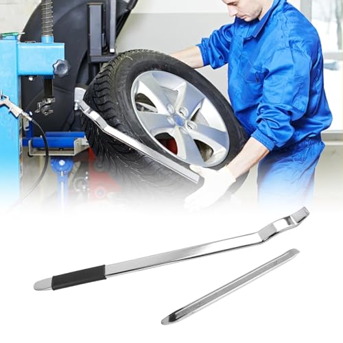 Image of 2 Pack Tire Spoon Set,12in and 20in Tire Iron Spoon with Rubber Handle,Heavy Duty Bead Lifting Tool for Tricycle Car Truck and Motorcycle Bike