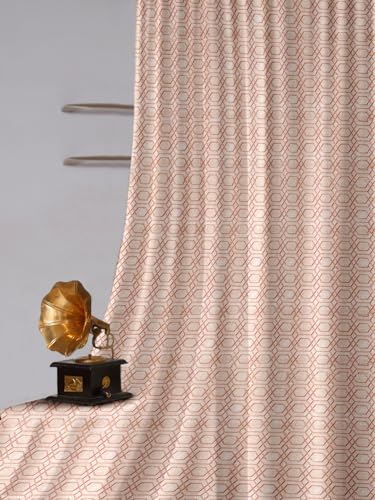 Image of Cortina Striped Light-Filtering Polyester Curtains 5 feet Long Set of 2 for Window [ Opacity: 50-60%, Color: Brown, Knitting Foil Curtains -160 GSM ]