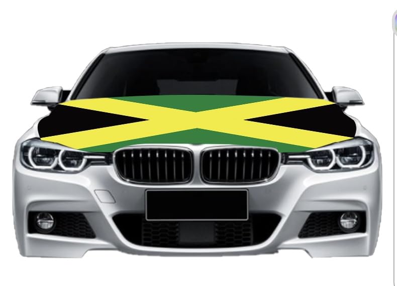 Image of Car Hood Cover Country Flag Hood Cover Durable Weatherproof Universal Fit Car Cover for All Seasons Protection Custom Fit for Cars Trucks SUVs (Jamaica)