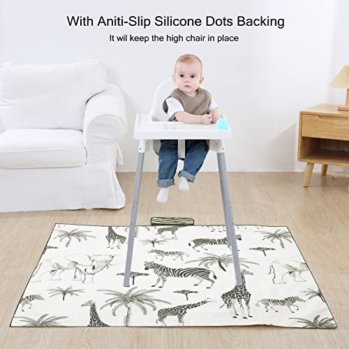 Image of Insular Baby Splat Mat for Under High Chair /Arts /Crafts, Anti Slip and Waterproof Splash Mat for Floor, Portable Picnic Mat, 51x51 Inch, Safari