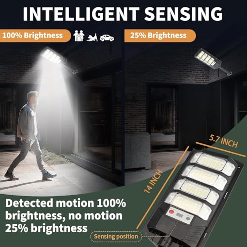 Image of LITVERSE 200W Solar Street Light, IP67 Waterproof with Remote & Motion Sensor. Dusk to Dawn 6500K Cool White LED Flood lamp, Durable ABS Alloy Body for Home, Garden, Yard, gate & Parking.