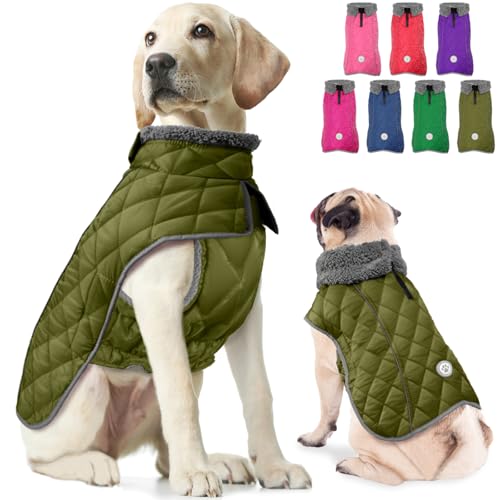 Fragralley Dog Winter Coat, Waterproof Windproof Reflective Fleece Jacket with Harness Hole, Warm Snow Vest for Small Medium Large Dogs​, Ideal Gifts
