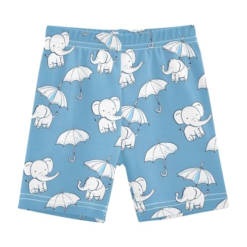 Elephant with Umbrella Girls Shorts Elastic Waist Sports Shorts Girls Leggings Pants for 4-10 Years