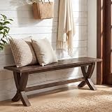 Banco de Entrada Madera Maciza 150 cm con Patas en X, Marrón Oscuro