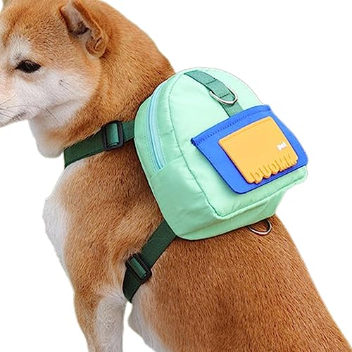 Yusheng Arnés para perros con mochila | Mochila para perros | Mochila escolar para cachorros, tejido de sarga impermeable, diseño de bolsa de basura oculta para Golden Retriever, Husky, Shiba Inu
