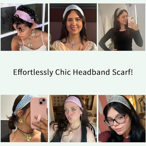 4Pcs Hair Scarf for Women, Fashion Boho Headband Scarf Accessory, 35" x 2.36" Neck Scarf, Soft Lightweight Gift Ready3