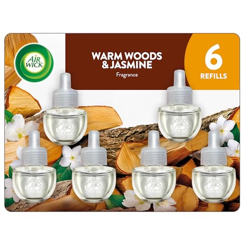 Air Wick Plug-In Scented Oil Refills 6 Count Warm Woods and Jasmine Air Freshener Essential Oils