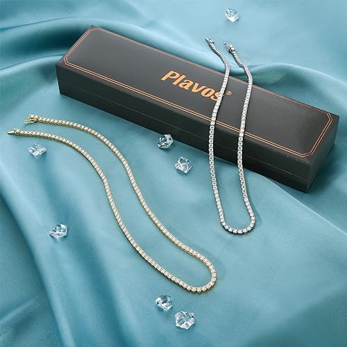 Moissanite Sterling Silver Link Necklace: 3MM VVS1 D Color White Gold Plated 925 Moissanite Tennis Vintage Elegant Dainty Birthday Wedding Christmas Valentine's Day Jewelry Gift for Women Men Girls4