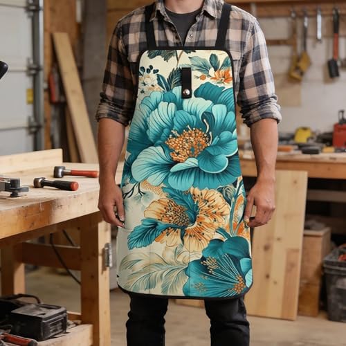 Delantal tipo bolsa con patrón floral retro y ajuste rápido miniatura 5