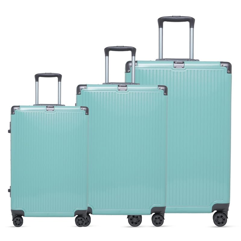 Swiss Military Black Gold Collection Kinetic 8 Wheels 55, 65 and 75 Cm Small, Medium and Large Trolley Bags, PC, 360 Degree Wheeling System Luggage Trolley Bags, Set of 3, Suitcase for Travel,Green