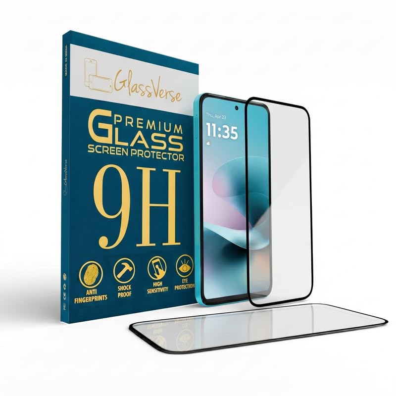 Image of GlassVerse PureView Tempered Glass for Motorola G67 Power | Crystal Clear, 9H Hardness Screen Protector, Edge to Edge, Case Friendly, Hassle-less Installation Kit Included. (Pack of 2)