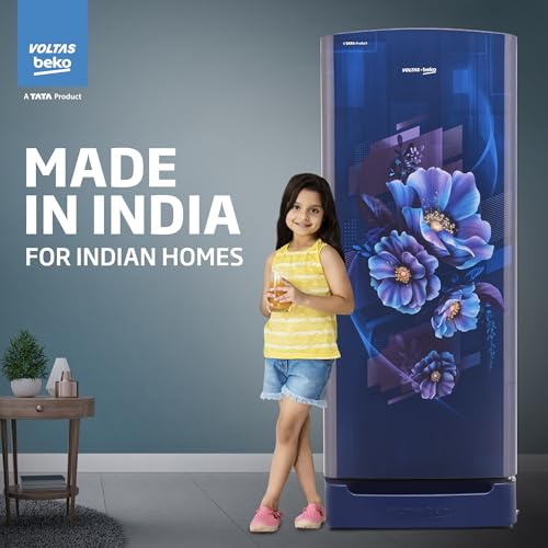 Image of Voltas Beko, A Tata Product 208 L, 5-Star Single Door Direct Cool Refrigerator with Fresh Box Technology (RDC240V / 5W0BBR0M0B00GO, Bonita Blue)
