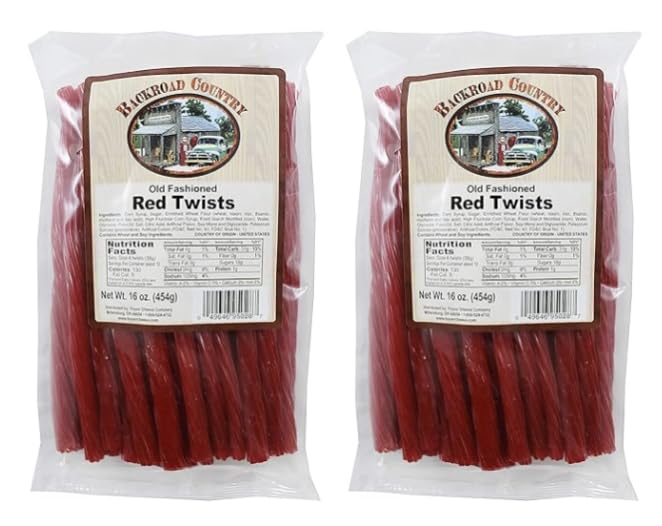 Backroad Country Licorice Twists Old Fashioned Red Twists 16 oz (1 Pound) Pack of 2 W/Exit 28 Bargains Sticker