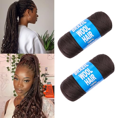 Samtress Lot de 2 rouleaux de laine brésilienne acrylique pour tresses africaines/sénégalaises/fausses dreads/tresses géantes/tresses torsadées avec...