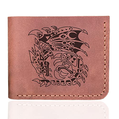 Silver Rathalos MHW Wallet Mens, Christmas Gift for Him, MHW Personalized Mens Leather Wallet, Gamer Gift Custom Leather Wallet Handmade Husband Gift Boyfriend Gift, Geek Gift s44