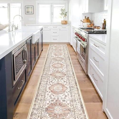Pauwer Boho Hallway Runner Rug 2x10 Washable Entryway Area Rugs Non Slip Farmhouse Vintage Floor Mat Carpet Runner for Hallways Laundry Room Kitchen Bathroom Bedroom