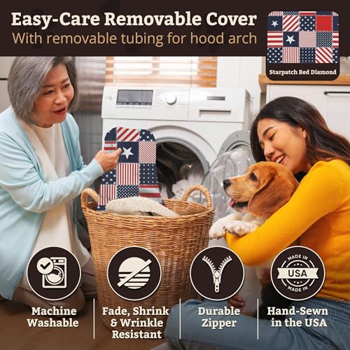 Image of Snoozer Rectangle Cozy Cave Dog Bed, Hooded Dog Bed, Starpatch Diamond (M)
