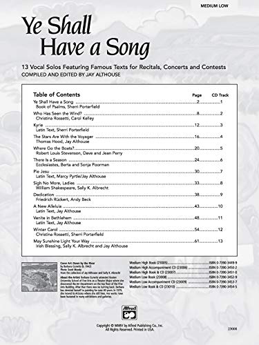 Ye Shall Have a Song: 13 Vocal Solos Featuring Famous Texts (Medium Low Voice), Book & CD - Image 2