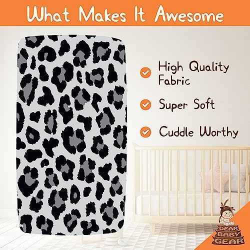 Image of Dear Baby Gear - Baby Crib Sheets - Toddler Bed Sheets - Breathable Fitted Bed Sheet - Nursery Bedding - Cribs Mattress Cover - Standard Crib Sheet for Girls & Boys - 52x28x10 (Gray Leopard Print)
