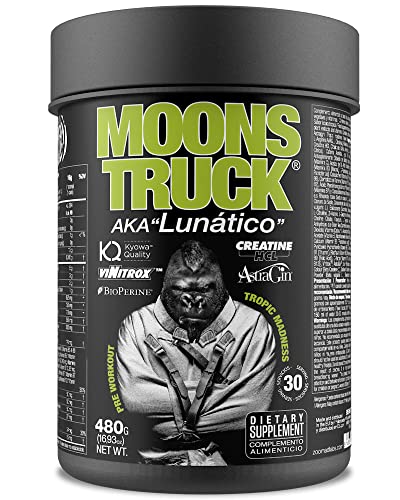 Moonstruck - Potente Pre-Entrenamiento - Pre-Entrenamiento - Suplemento para Atletas - Creatina HCL - Beta Alanina - Cafeína - Citrulina - Vitaminas A y B - 480 gr, 5 sabores (Locura Tropical)