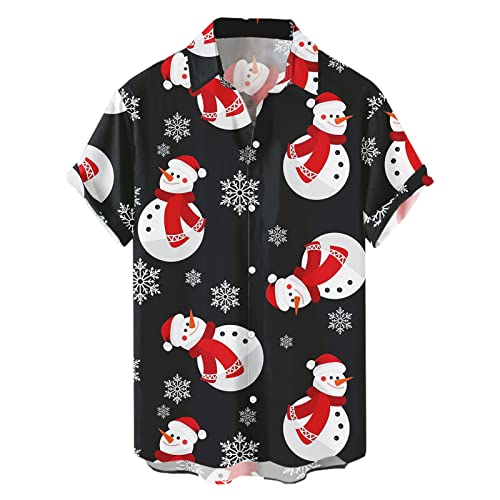 Camisa fea de Navidad con botones para hombre, manga corta, verano, floral, playa, Aloha, Funky, fiesta, camiseta divertida con estampado de Papá Noel, 2-Rojo, XL