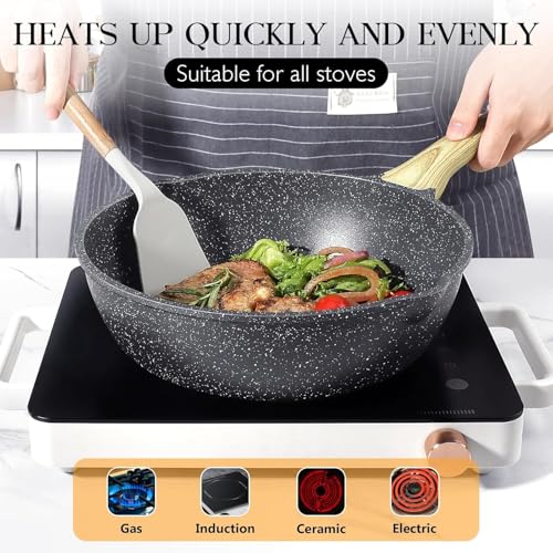 Image of Non Stick Frying Pan 8 Inch, PFOA Free Granite Egg,Induction & Gas, Frying (8-Inch, Black)