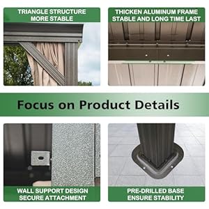 10x12leantogazebooutdoorwallmountedgazeboaluminumframehardtoppergolawithgalvanizedsteelslopingroofforpatiodeckgardenbackyardcurtainandnettingincluded Urban Country Home Decor 10 x 12 lean to gazebo outdoor wall mounted gazebo aluminum frame hardtop pergola with galvanized steel sloping roof for patio deck garden backyard curtain and netting included urban country home decor