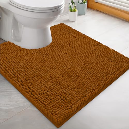 LuxUrux Pumpkin Bath Mat-Extra-Soft Plush Bath Shower Bathroom Rug,1'' Chenille Microfiber Material, Super Absorbent Shaggy Bath Rug. Machine Wash & Dry (20 x 20 inch, Pumpkin)