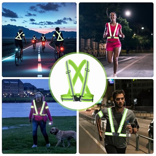 Flearitzo Warnweste Fahrrad Reflektorweste Einstellbar Sicherheitsweste Leicht Hohe Sichtbarkeit Leuchtweste für Laufen,Radfahren,Wandern und Motorradfahren(Grün)