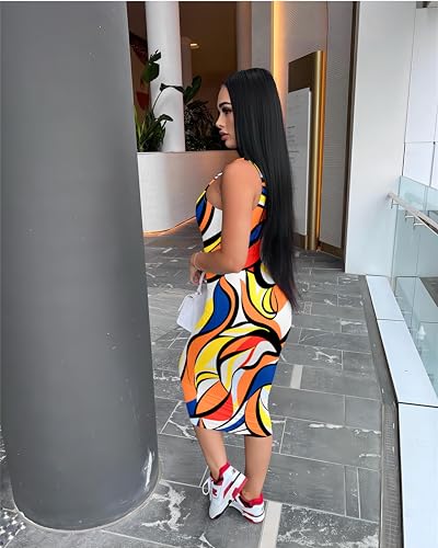 Image of Nimsruc Women Casual Sexy Tank Top Bodycon Dress Summer Pencil Sleeveless Basic Midi Club Dresses