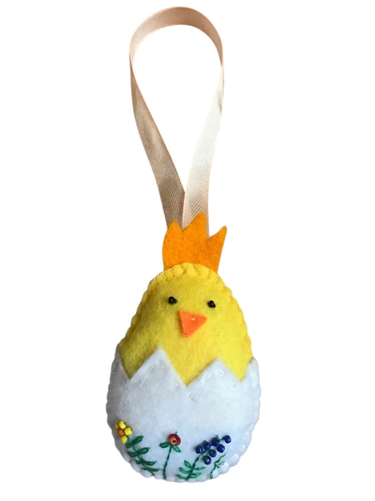 Handmade felt Easter decorations hanging ornaments bunny, chicken, egg (chicken egg) — image 1