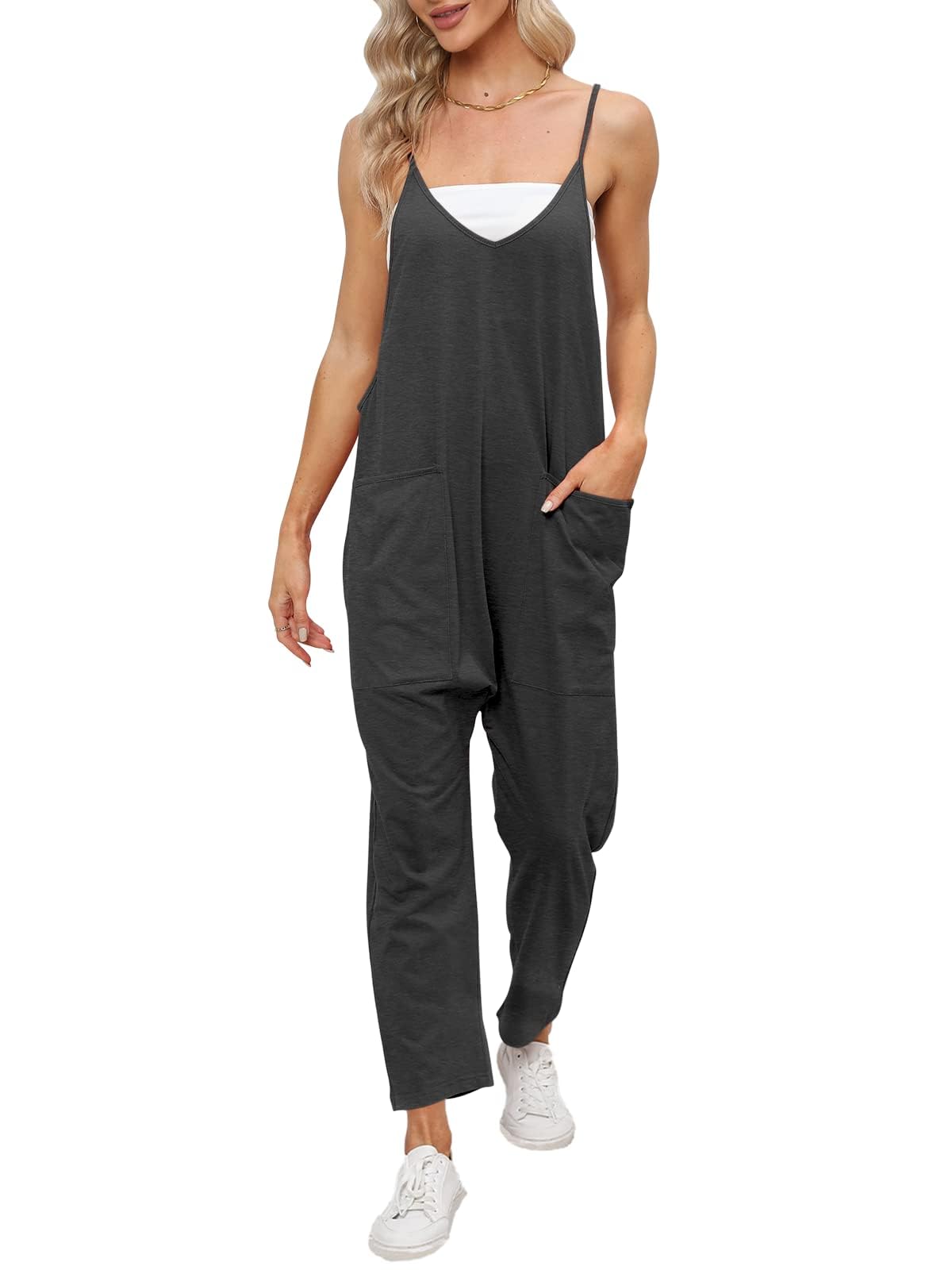 Pantalones de trabajo para mujer Cegerne Mono holgado Peto sin mangas con grandes bolsillos