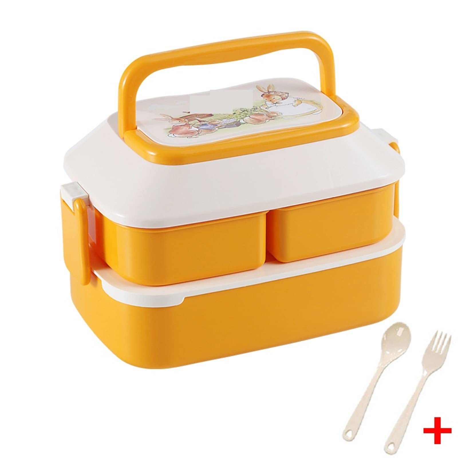Scatole per il pranzo Contenitori per alimenti, Lunch box for adulti Lunch Box Microonde Bento Box for studenti della scuola Contenitore termico portatile for insalata e frutta con posate Lunchbox(1.5