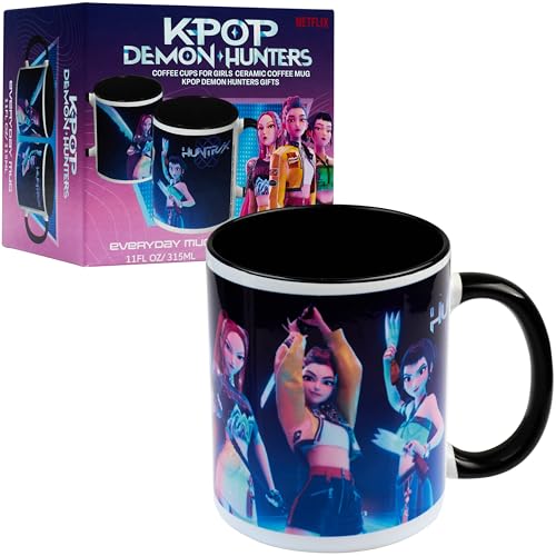KPop Demon Hunters Huntrix Tazas Originales 315ml, Taza Ceramica de Café o Té, Rumi...