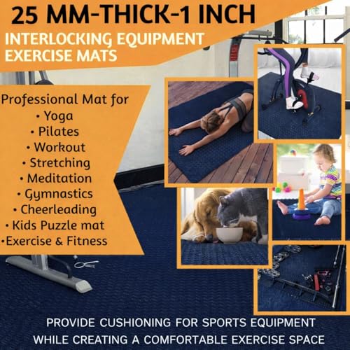 Image of 1 Inch /25mm Gym Floor mat Rubber for Heavy Workout Puzzle Floor mat for Home Exercise, Gym Equipment mat Interlocking Eva Foam Flooring Rubber Tiles Yoga, Kids Gym Mats for Floor