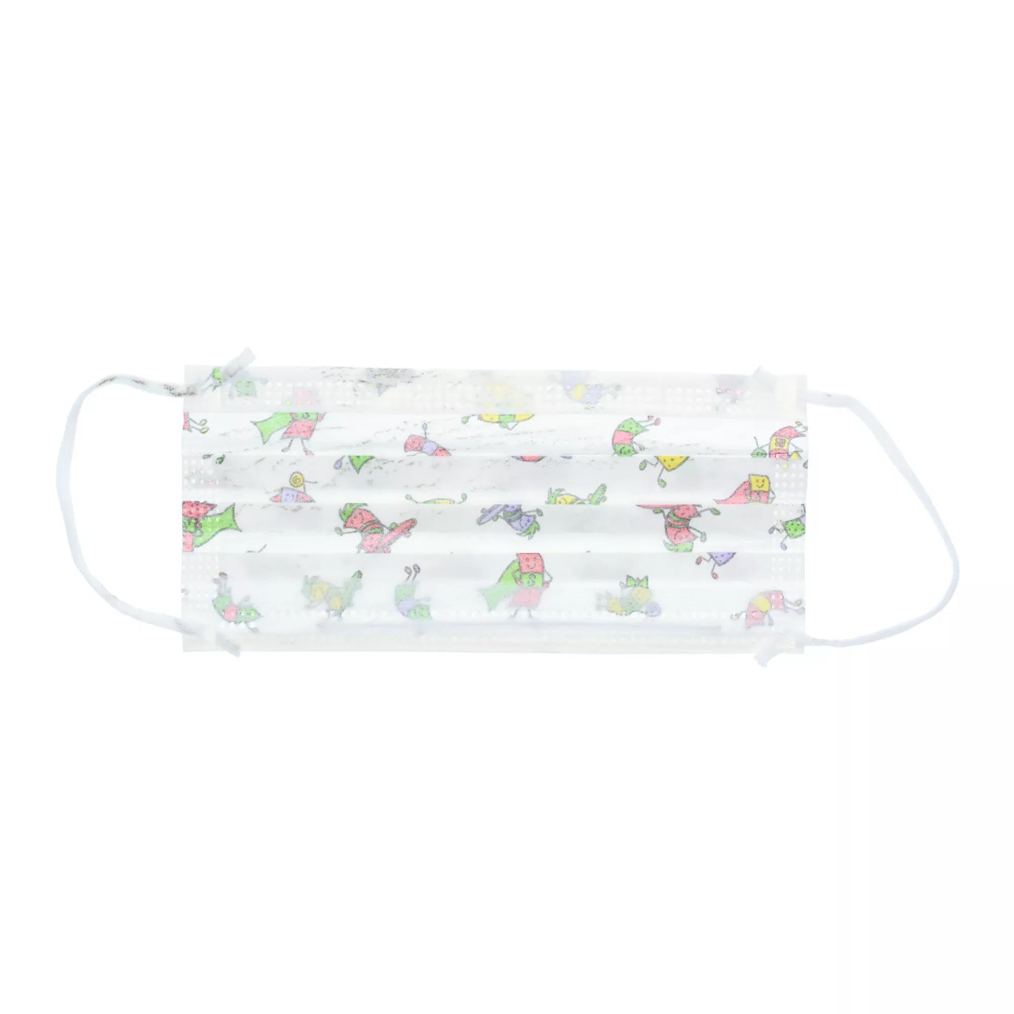 CARDINAL HEALTH™ AT771141 Level 1 Procedure Mask, Ear Loops, White Pediatric Print, Box of 50